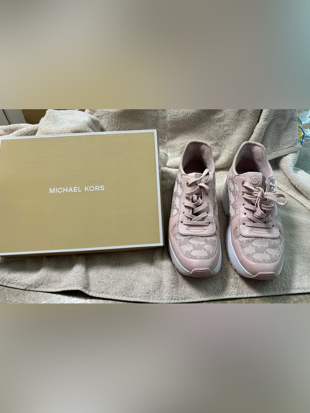 Michael Kors Blush Pink MK Logo Trainer Sneaker